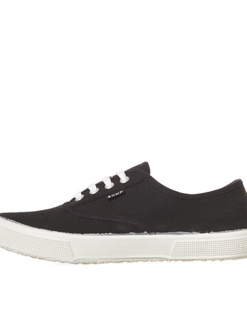 Lifestyle-Foto Herren niedrige Leinen Hanfturnschuhe schwarz-weiß